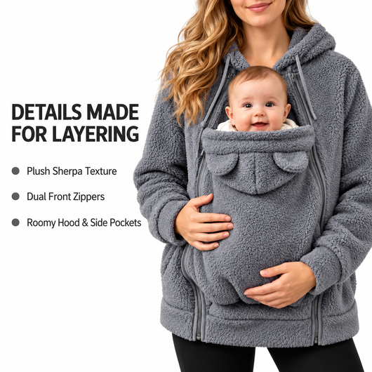 2-in-1 Maternity Fleece Sweater with Baby Carrier