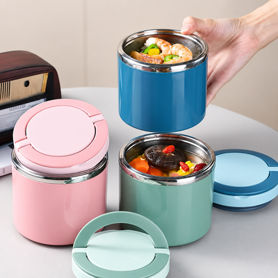 Bento Style Lunch Box with Handle, Stainless Steel Lunch Container