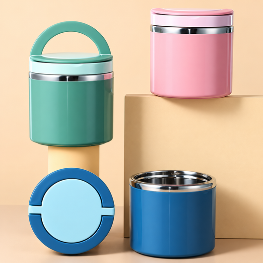 Bento Style Lunch Box with Handle, Stainless Steel Lunch Container