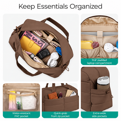 2-Piece Travel Puffer Duffle Bag – Carry-On Weekender + FREE Mini Tote