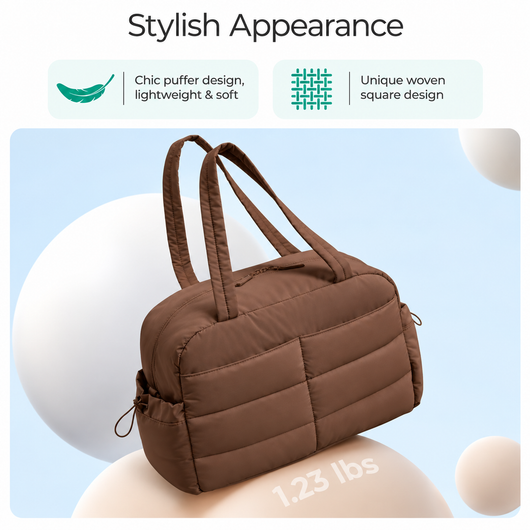 2-Piece Travel Puffer Duffle Bag – Carry-On Weekender + FREE Mini Tote