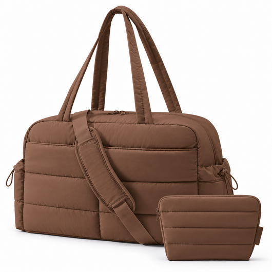 2-Piece Travel Puffer Duffle Bag – Carry-On Weekender + FREE Mini Tote