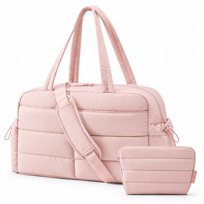 2-Piece Travel Puffer Duffle Bag – Carry-On Weekender + FREE Mini Tote