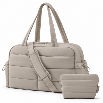 2-Piece Travel Puffer Duffle Bag – Carry-On Weekender + FREE Mini Tote