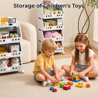 2-4 Tier Stackable Rolling Storage Cart with Wheels