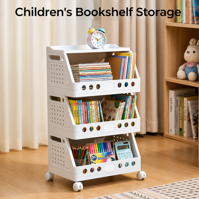 2-4 Tier Stackable Rolling Storage Cart with Wheels