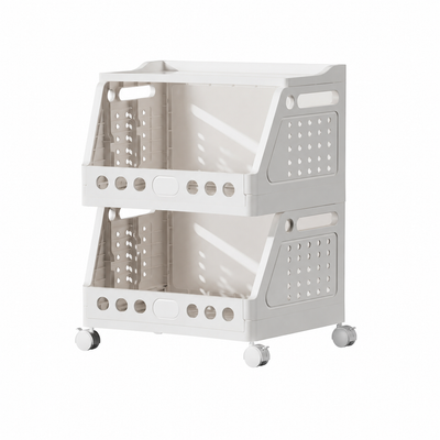 2-4 Tier Stackable Rolling Storage Cart with Wheels
