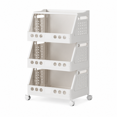 2-4 Tier Stackable Rolling Storage Cart with Wheels