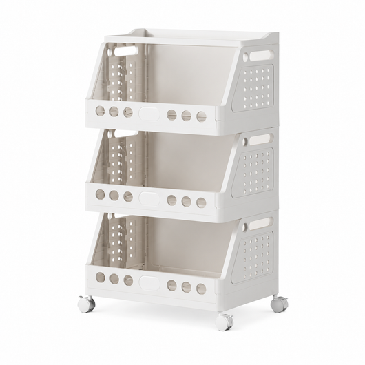 2-4 Tier Stackable Rolling Storage Cart with Wheels