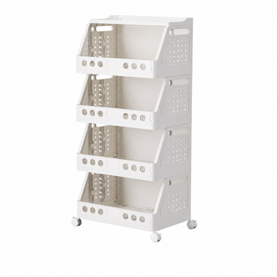 2-4 Tier Stackable Rolling Storage Cart with Wheels
