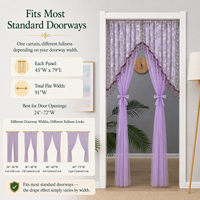 Elegant Sheer Floral Doorway Curtain with Tassel Trim