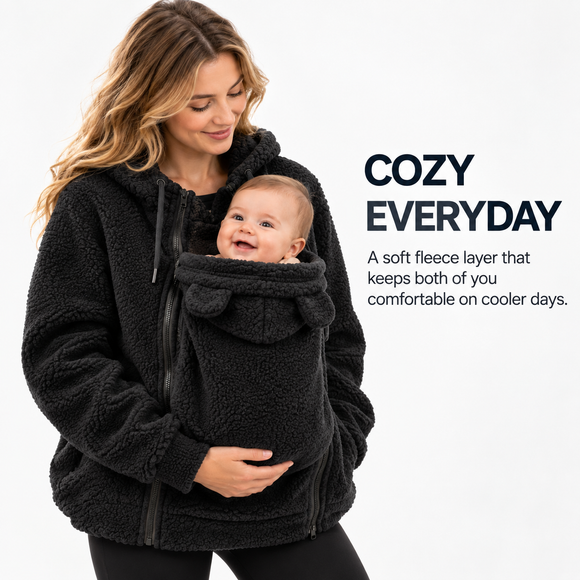 Maternity fleece sweater with removable front panel