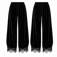 Velvet Pants with Lace Trim
