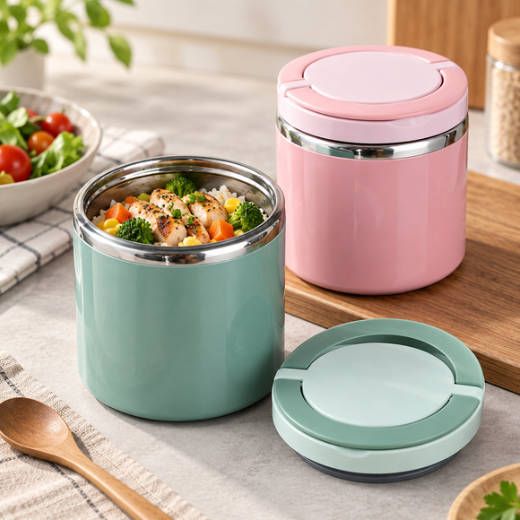 Stainless steel lunch box with handle