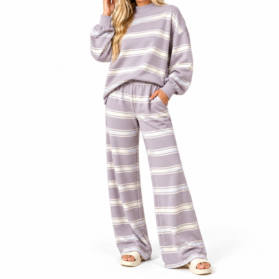 Oversized Striped 2-Piece Casual Lounge Set