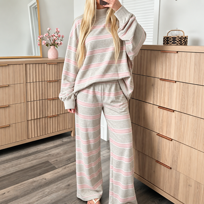 Oversized Striped 2-Piece Casual Lounge Set