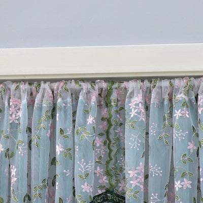 Elegant Sheer Floral Doorway Curtain with Tassel Trim