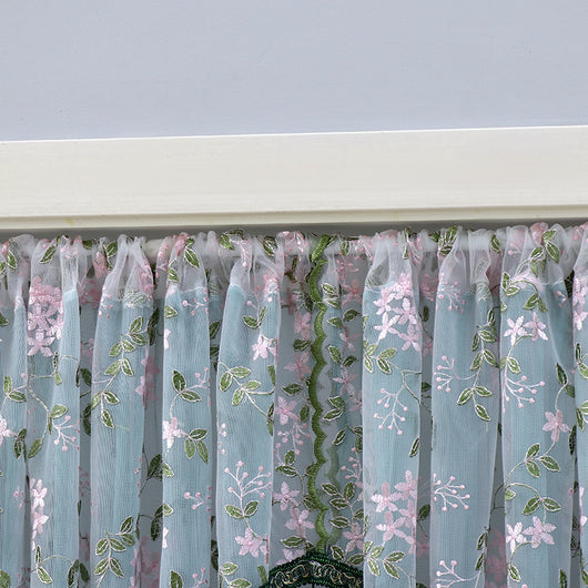 Elegant Sheer Floral Doorway Curtain with Tassel Trim