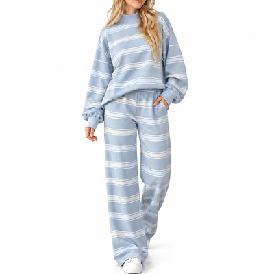 Oversized Striped 2-Piece Casual Lounge Set