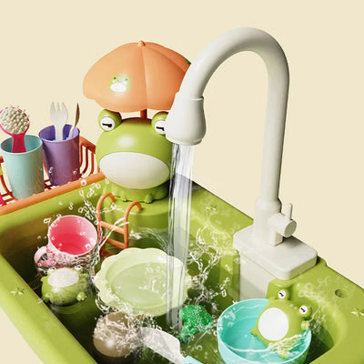 Kids Kitchen Sink Set with Running Water