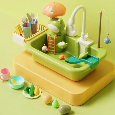 Kids Kitchen Sink Set with Running Water