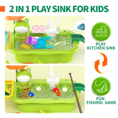 Kids Kitchen Sink Set with Running Water