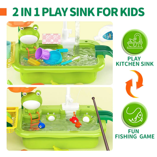Kids Kitchen Sink Set with Running Water