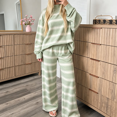 Oversized Striped 2-Piece Casual Lounge Set