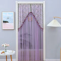 Embroidered Nordic Beaded Sheer Curtain with Gold Thread and Half-Arched Lace Drill-free Door Curtain