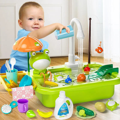 Kids Kitchen Sink Set with Running Water