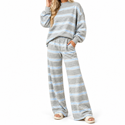 Oversized Striped 2-Piece Casual Lounge Set