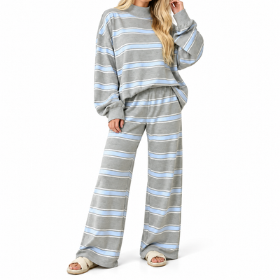 Oversized Striped 2-Piece Casual Lounge Set