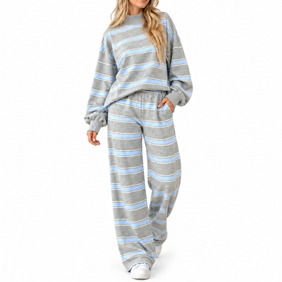 Oversized Striped 2-Piece Casual Lounge Set