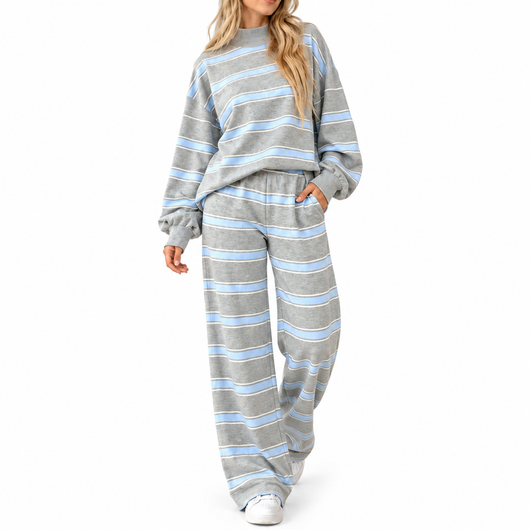 Oversized Striped 2-Piece Casual Lounge Set