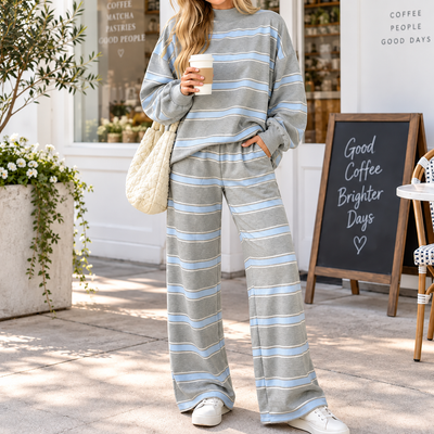 Oversized Striped 2-Piece Casual Lounge Set